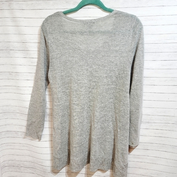 EILEEN FISHER GRAY LONG LINED LIGHT SWEATER, 50% LINEN, SZ XS LIKE NEW! - Picture 7 of 8